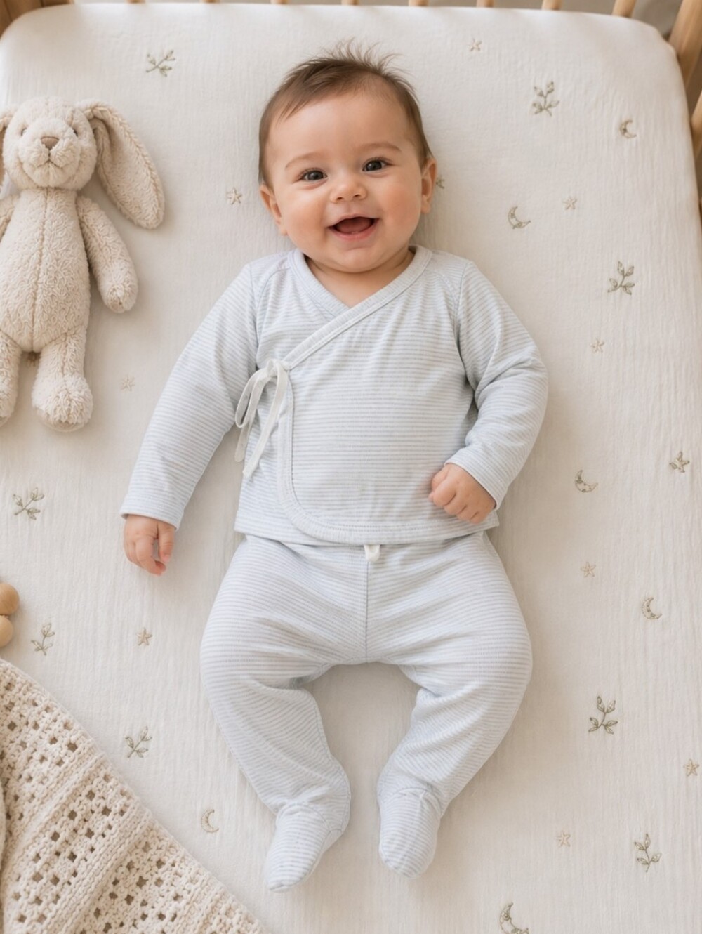 Quincy Mae Striped Blue Set | 3-6M